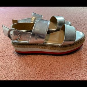 Silver platform sandals